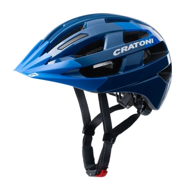 Cratoni Kask rowerowy Velo X (Reflektory, Ochrona szyi, Prowadzenie pasków, Odczepiana osłona, 220g, błyszczący) niebieski